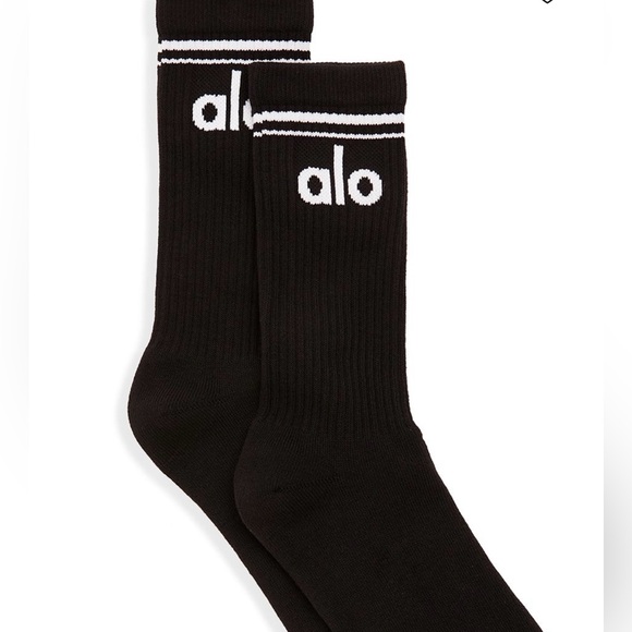 NWT Alo Unisex Throwback Socks size medium-black - Picture 1 of 8